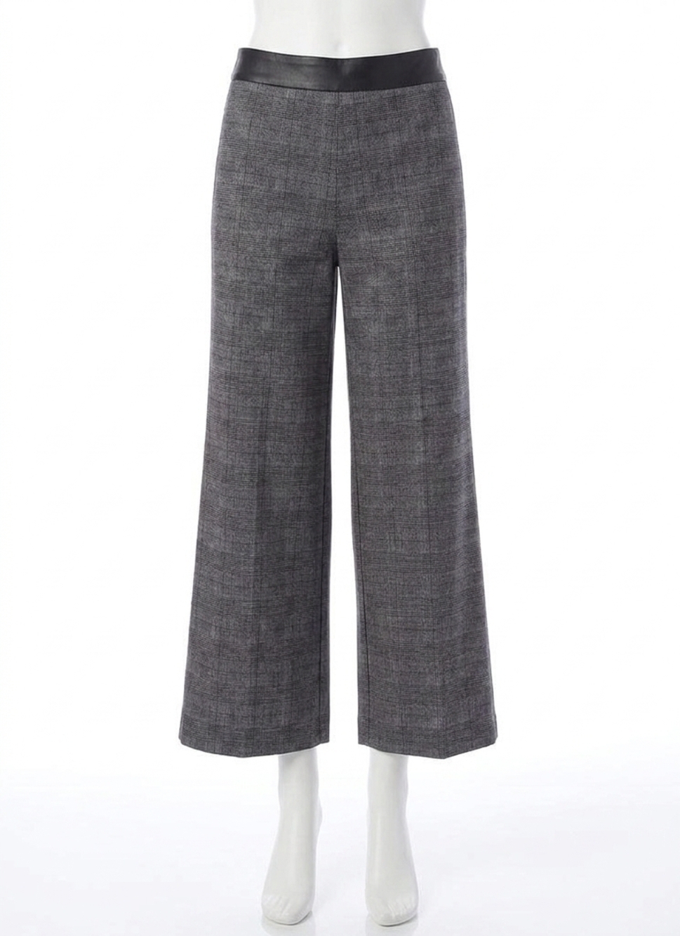 NEW LYSSE denver hi waist wide leg printed pants in charcoal glen plaid